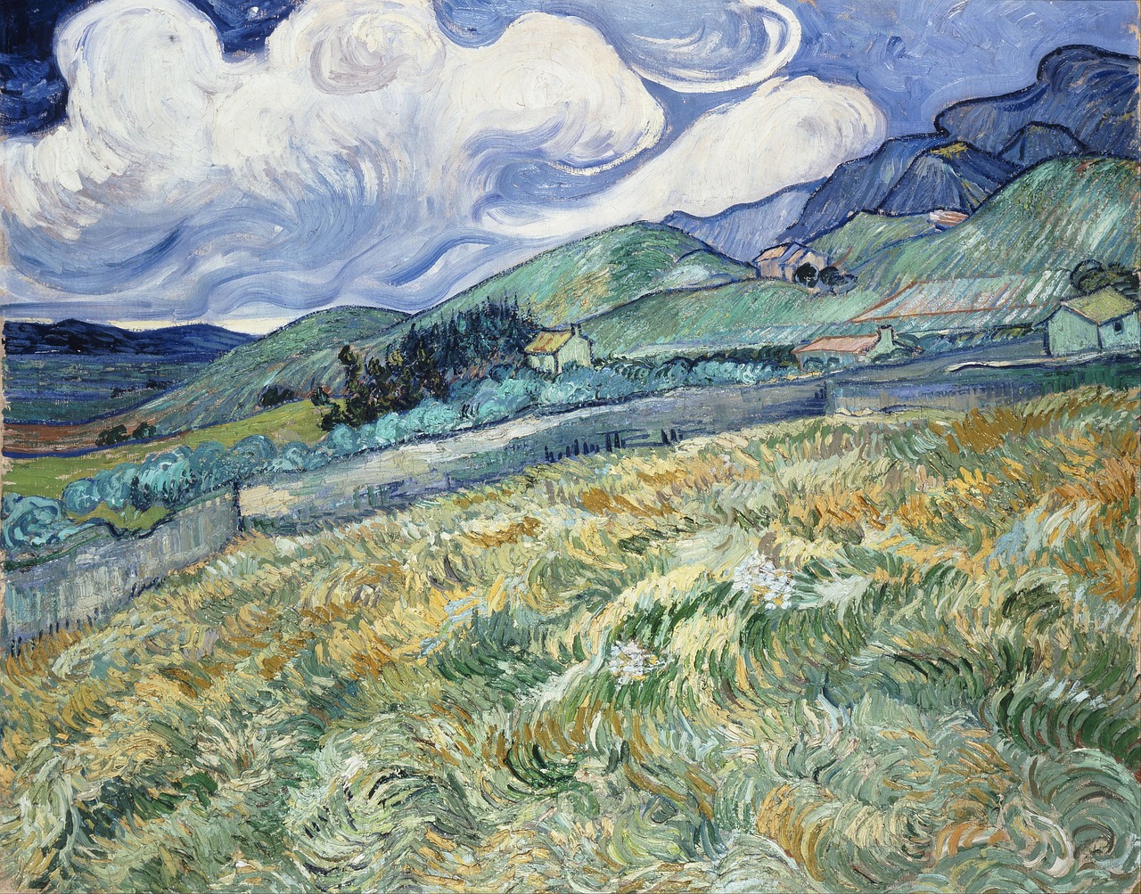 vincent van gogh, mountains, houses-85799.jpg